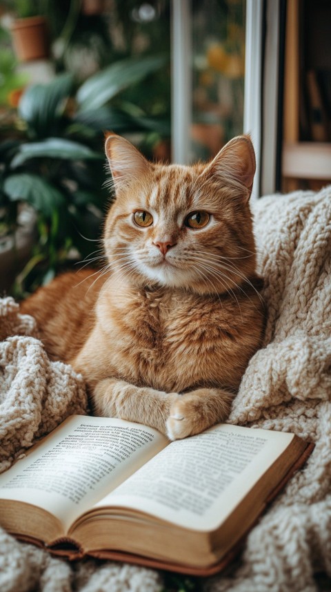 Woman’s Lap with a Brown Cat and an Open Book Nearby – Feminine Blogger Aesthetic (126)