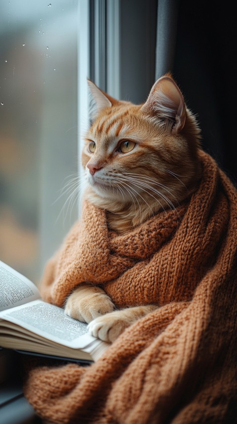 Woman’s Lap with a Brown Cat and an Open Book Nearby – Feminine Blogger Aesthetic (170)