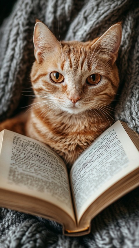 Woman’s Lap with a Brown Cat and an Open Book Nearby – Feminine Blogger Aesthetic (190)