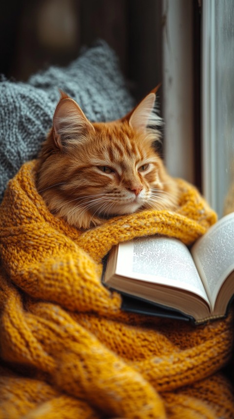 Woman’s Lap with a Brown Cat and an Open Book Nearby – Feminine Blogger Aesthetic (246)