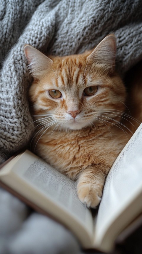 Woman’s Lap with a Brown Cat and an Open Book Nearby – Feminine Blogger Aesthetic (272)