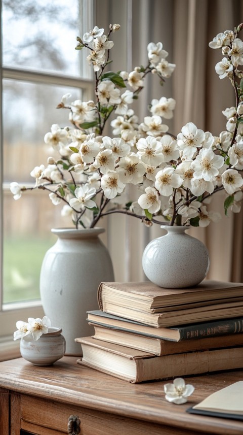 Front Shot of a Desk with Stacked Books – Feminine Blogger Aesthetic (64)