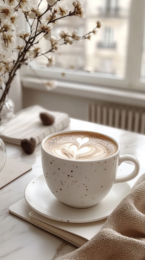 Top Shot of a White Table with a Laptop, Notebook, and Coffee – Cozy Feminine Blogger Aesthetic (18)