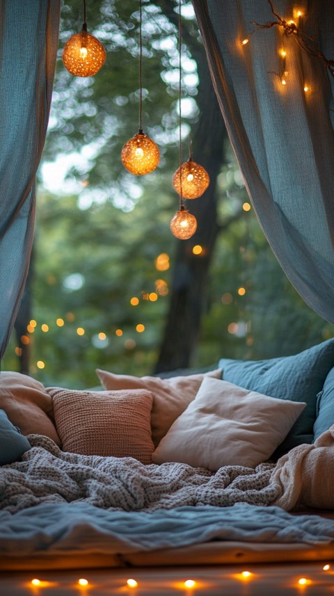 Inside a Cozy Blanket Fort with Cushions and Fairy Lights  Soft Aesthetic (18)