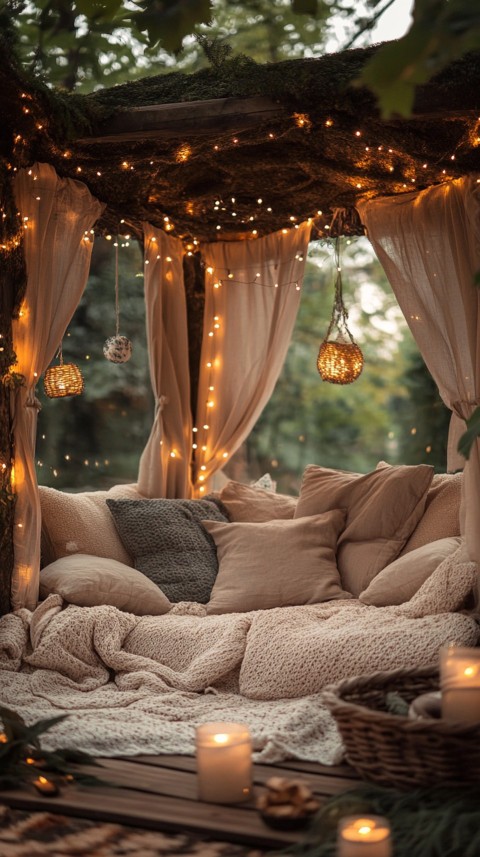 Inside a Cozy Blanket Fort with Cushions and Fairy Lights  Soft Aesthetic (5)