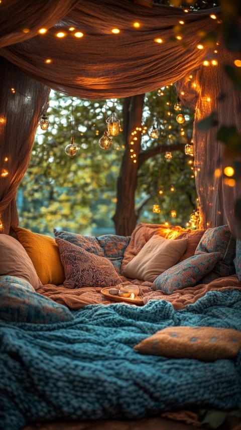 Inside a Cozy Blanket Fort with Cushions and Fairy Lights  Soft Aesthetic (12)