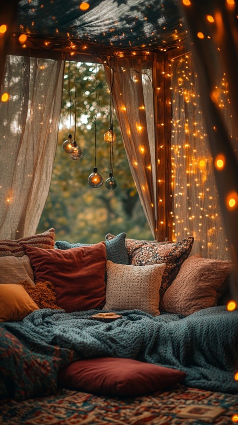 Inside a Cozy Blanket Fort with Cushions and Fairy Lights  Soft Aesthetic (19)