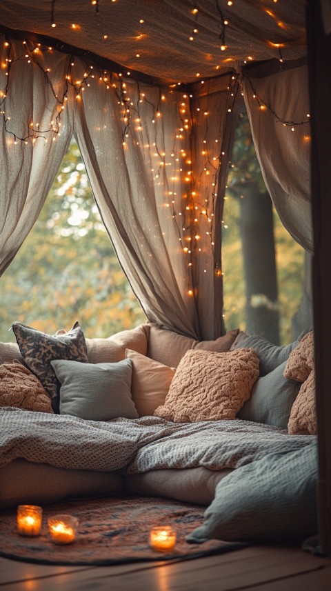 Inside a Cozy Blanket Fort with Cushions and Fairy Lights  Soft Aesthetic (7)