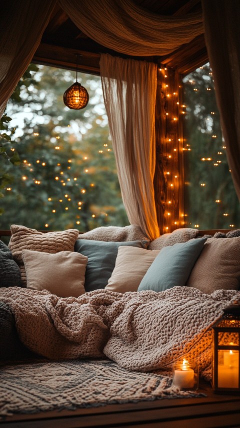 Inside a Cozy Blanket Fort with Cushions and Fairy Lights  Soft Aesthetic (11)