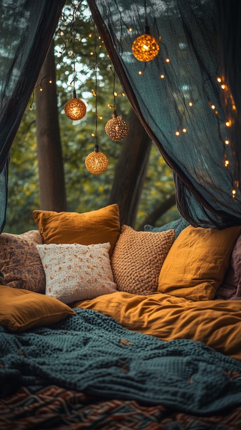 Inside a Cozy Blanket Fort with Cushions and Fairy Lights  Soft Aesthetic (16)