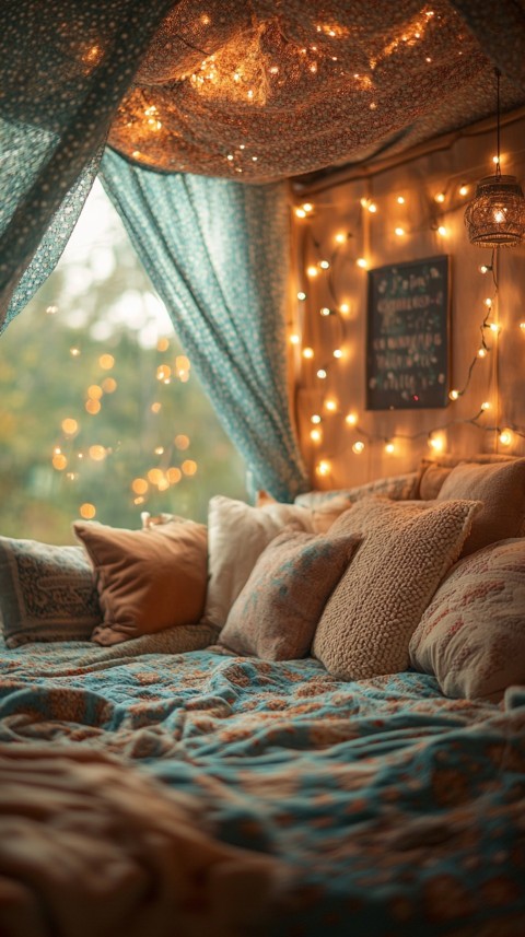 Inside a Cozy Blanket Fort with Cushions and Fairy Lights  Soft Aesthetic (50)