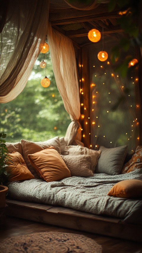 Inside a Cozy Blanket Fort with Cushions and Fairy Lights  Soft Aesthetic (35)