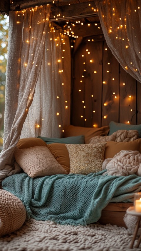 Inside a Cozy Blanket Fort with Cushions and Fairy Lights  Soft Aesthetic (23)