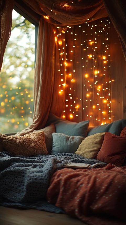 Inside a Cozy Blanket Fort with Cushions and Fairy Lights  Soft Aesthetic (30)