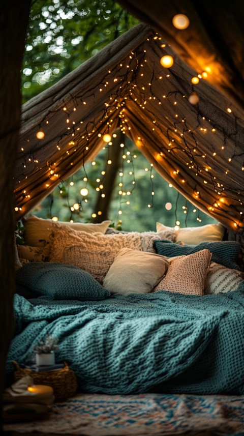 Inside a Cozy Blanket Fort with Cushions and Fairy Lights  Soft Aesthetic (26)