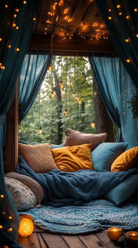 Inside a Cozy Blanket Fort with Cushions and Fairy Lights  Soft Aesthetic (46)