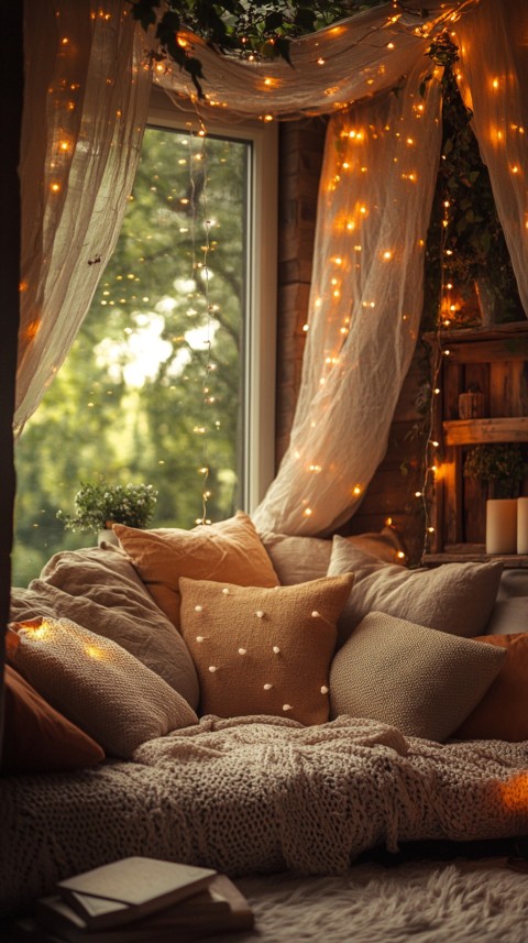 Inside a Cozy Blanket Fort with Cushions and Fairy Lights  Soft Aesthetic (28)