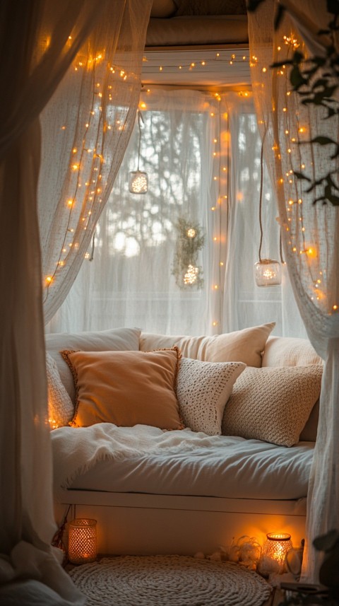 Inside a Cozy Blanket Fort with Cushions and Fairy Lights  Soft Aesthetic (72)