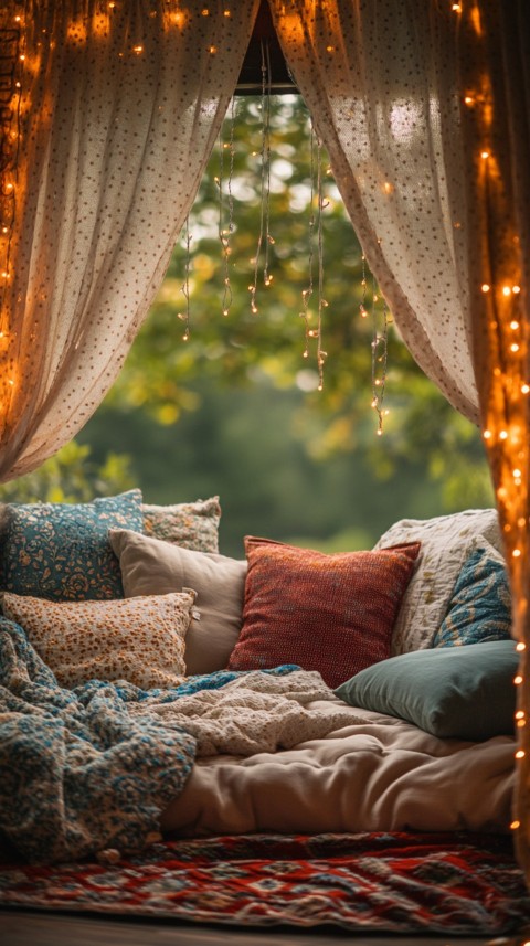 Inside a Cozy Blanket Fort with Cushions and Fairy Lights  Soft Aesthetic (76)