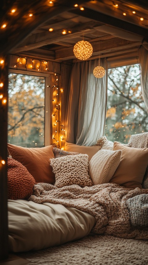 Inside a Cozy Blanket Fort with Cushions and Fairy Lights  Soft Aesthetic (71)