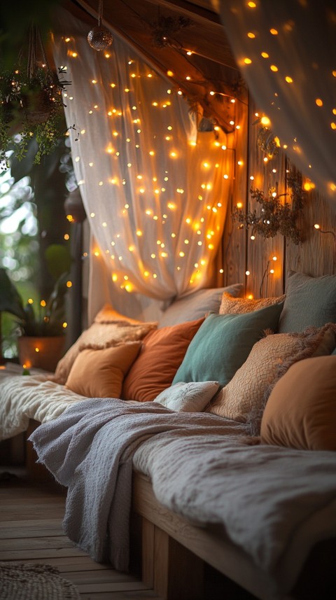 Inside a Cozy Blanket Fort with Cushions and Fairy Lights  Soft Aesthetic (60)