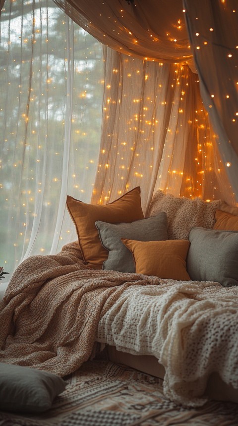 Inside a Cozy Blanket Fort with Cushions and Fairy Lights  Soft Aesthetic (66)