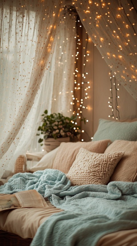 Inside a Cozy Blanket Fort with Cushions and Fairy Lights  Soft Aesthetic (73)