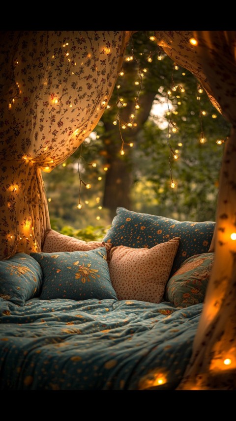 Inside a Cozy Blanket Fort with Cushions and Fairy Lights  Soft Aesthetic (77)