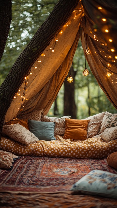 Inside a Cozy Blanket Fort with Cushions and Fairy Lights  Soft Aesthetic (52)