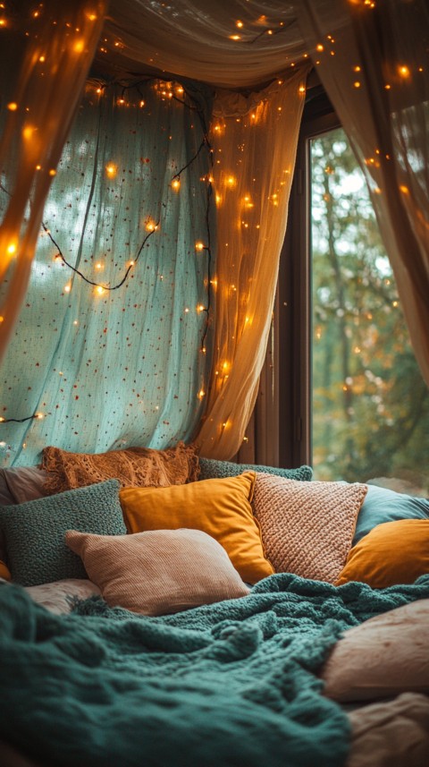 Inside a Cozy Blanket Fort with Cushions and Fairy Lights  Soft Aesthetic (58)