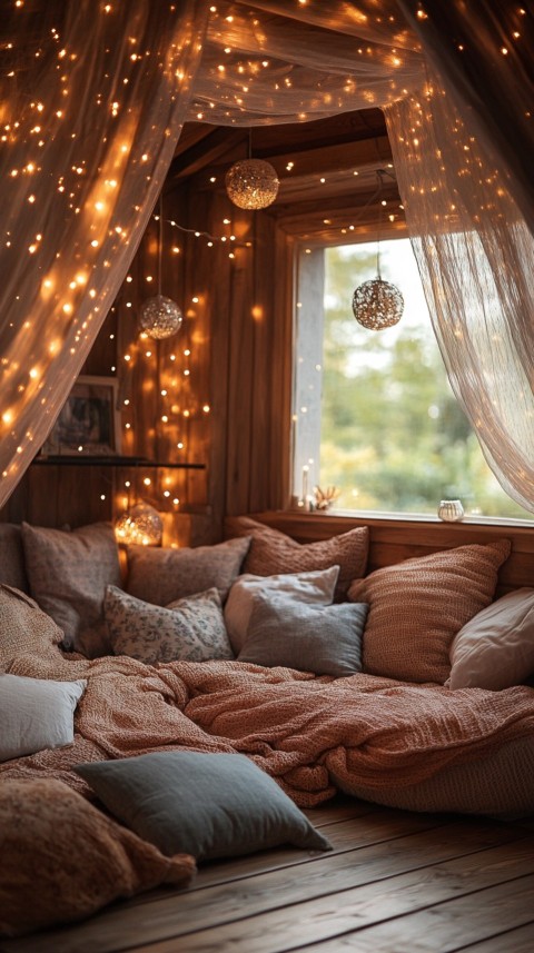 Inside a Cozy Blanket Fort with Cushions and Fairy Lights  Soft Aesthetic (78)