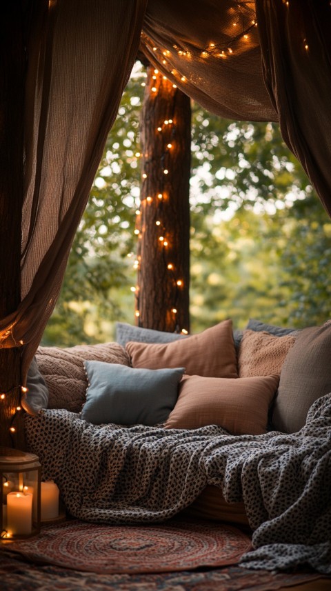 Inside a Cozy Blanket Fort with Cushions and Fairy Lights  Soft Aesthetic (75)