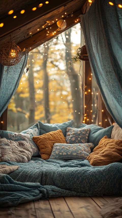 Inside a Cozy Blanket Fort with Cushions and Fairy Lights  Soft Aesthetic (80)