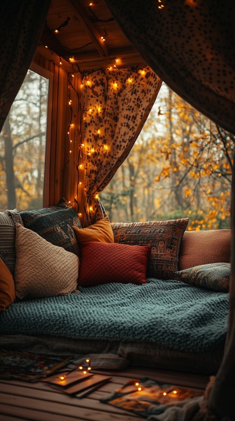 Inside a Cozy Blanket Fort with Cushions and Fairy Lights  Soft Aesthetic (61)