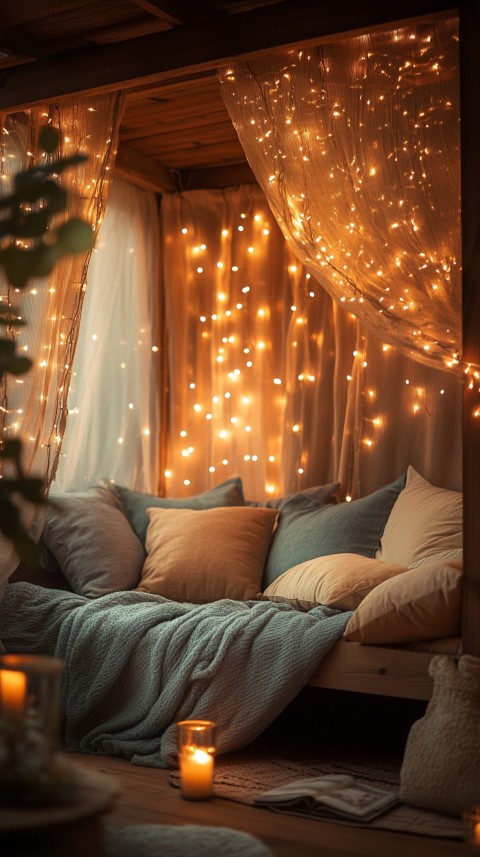 Inside a Cozy Blanket Fort with Cushions and Fairy Lights  Soft Aesthetic (96)