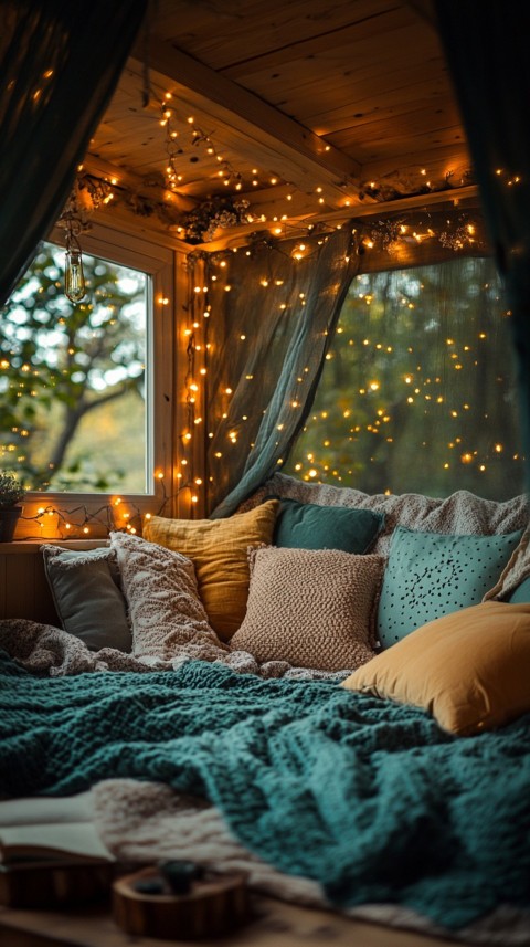 Inside a Cozy Blanket Fort with Cushions and Fairy Lights  Soft Aesthetic (84)