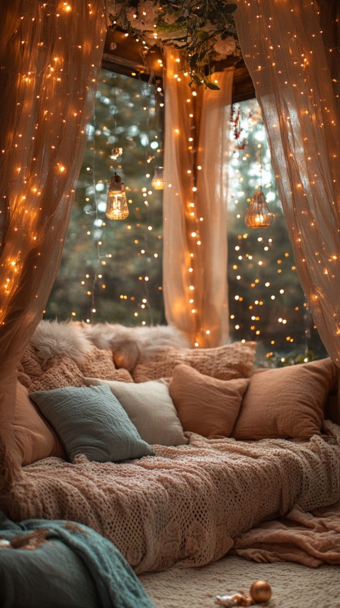 Inside a Cozy Blanket Fort with Cushions and Fairy Lights  Soft Aesthetic (89)