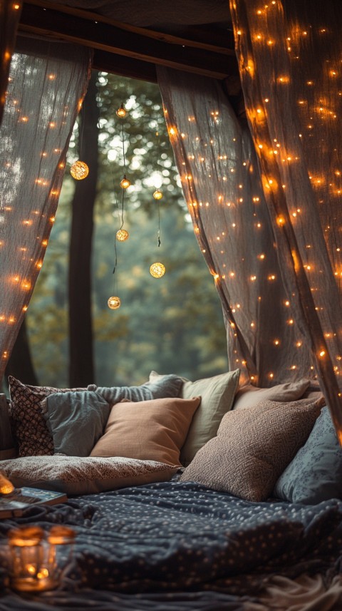 Inside a Cozy Blanket Fort with Cushions and Fairy Lights  Soft Aesthetic (87)