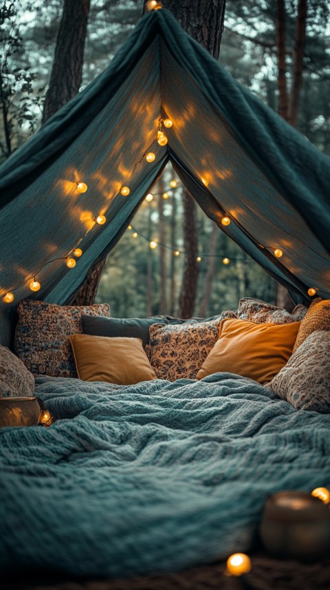 Inside a Cozy Blanket Fort with Cushions and Fairy Lights  Soft Aesthetic (83)