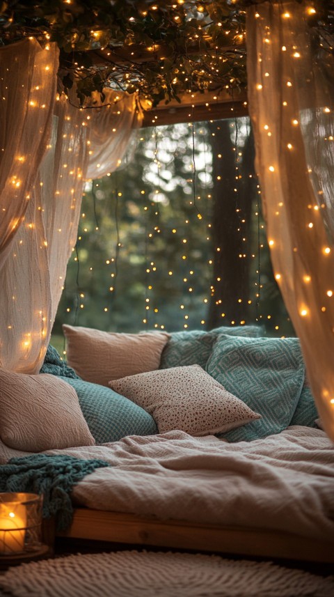 Inside a Cozy Blanket Fort with Cushions and Fairy Lights  Soft Aesthetic (95)