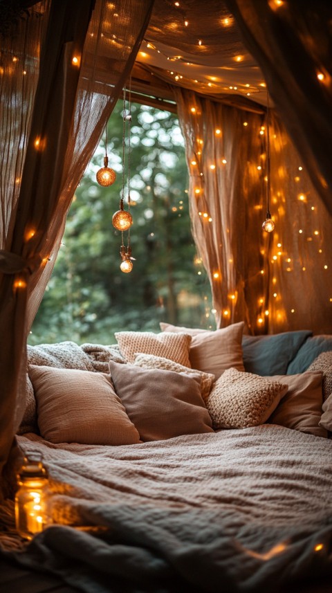 Inside a Cozy Blanket Fort with Cushions and Fairy Lights  Soft Aesthetic (88)