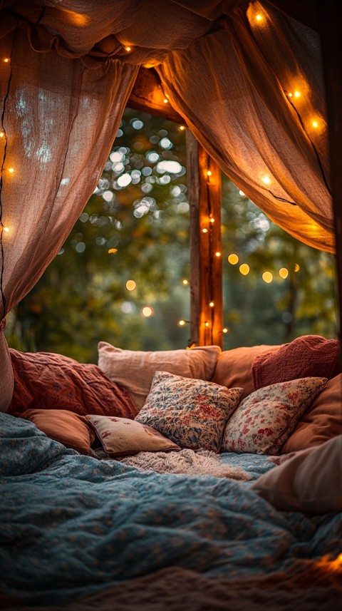 Inside a Cozy Blanket Fort with Cushions and Fairy Lights  Soft Aesthetic (98)