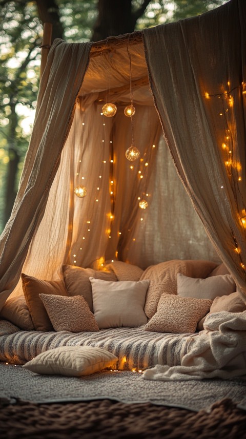 Inside a Cozy Blanket Fort with Cushions and Fairy Lights  Soft Aesthetic (123)