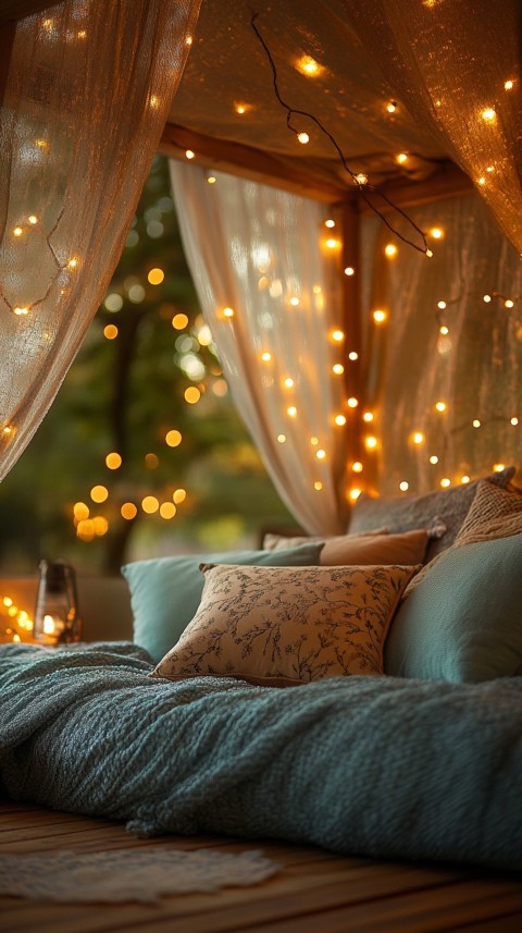 Inside a Cozy Blanket Fort with Cushions and Fairy Lights  Soft Aesthetic (104)