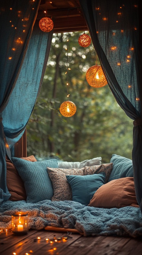 Inside a Cozy Blanket Fort with Cushions and Fairy Lights  Soft Aesthetic (121)