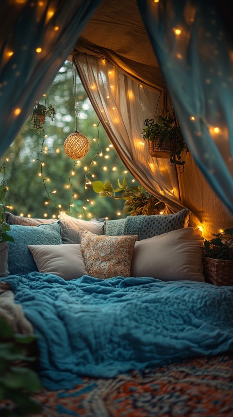 Inside a Cozy Blanket Fort with Cushions and Fairy Lights  Soft Aesthetic (124)