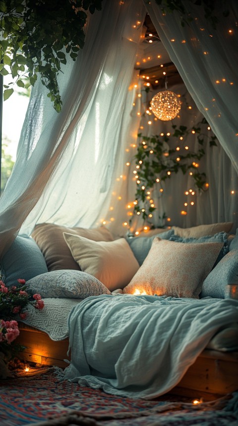 Inside a Cozy Blanket Fort with Cushions and Fairy Lights  Soft Aesthetic (107)