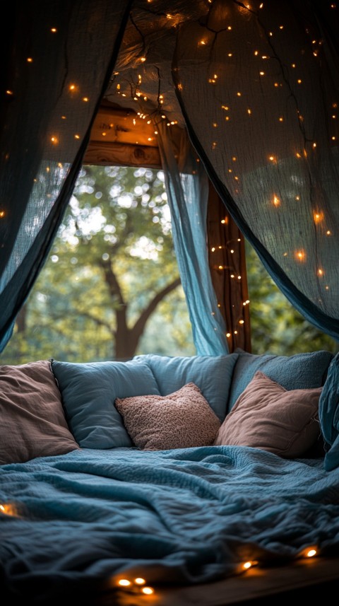 Inside a Cozy Blanket Fort with Cushions and Fairy Lights  Soft Aesthetic (112)