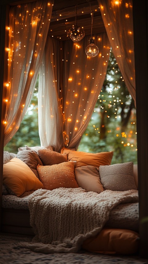 Inside a Cozy Blanket Fort with Cushions and Fairy Lights  Soft Aesthetic (105)