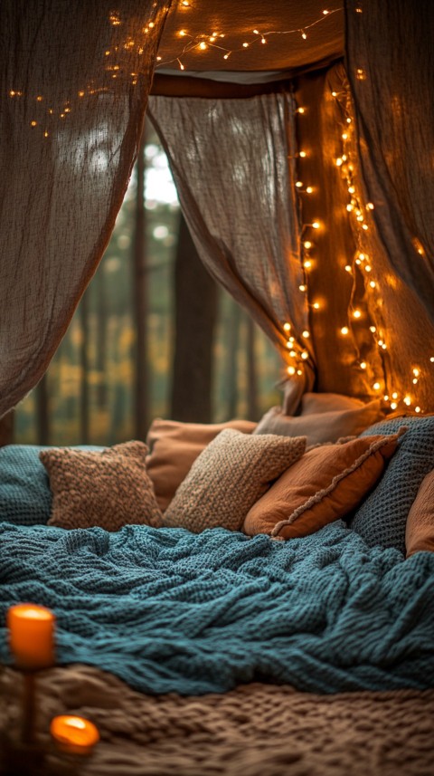 Inside a Cozy Blanket Fort with Cushions and Fairy Lights  Soft Aesthetic (108)